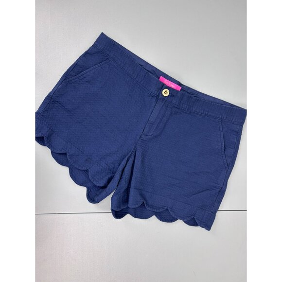 Lilly Pulitzer women's size 10 navy buttercup scalloped chino shorts casual - Picture 1 of 6